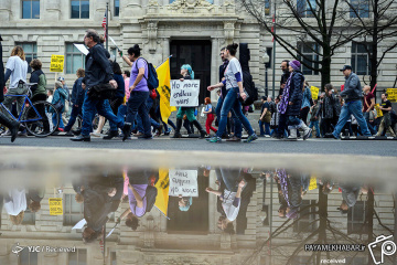 تظاهرات آمریکایی ها علیه سیاست های جنگ طلبانه ترام
