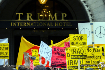 تظاهرات آمریکایی ها علیه سیاست های جنگ طلبانه ترام
