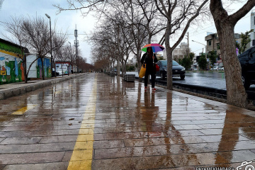 نمای یک روز بارانی در شیراز
