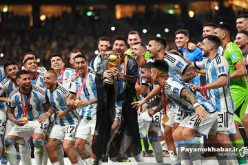 مراسم اهدای کاپ جام جهانی به تیم آرژانتین