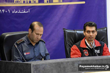 نشست خبری سرپرست خدمات ایمنی و آتش نشانی شهرداری شیراز به مناسبت آخرین چهارشنبه سال‎‎