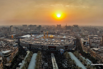تصاویر هوایی از کربلا و حضور زائران حسینی در بین الحرمین