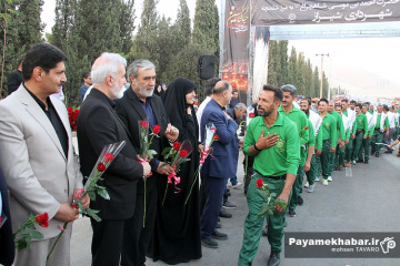 مراسم اعزام کاروان خادمین موکب حضرت احمدبن موسی شاهچراغ (ع) شهرداری شیراز به مرز شلمچه
