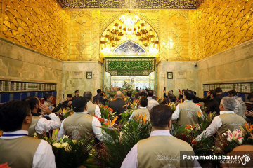 گل آرایی حرم مطهر امام حسین (ع) به مناسبت میلاد حضرت امیرالمومنین علی (ع)