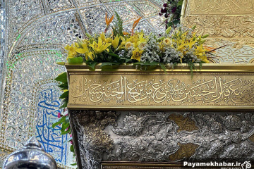 گل آرایی حرم مطهر امام حسین (ع) به مناسبت میلاد حضرت امیرالمومنین علی (ع)