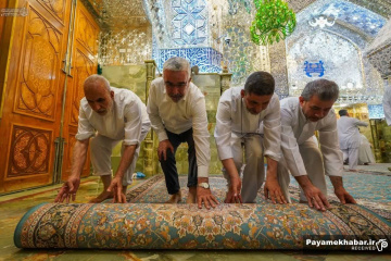 آماده سازی حرم مطهر حضرت امیرالمومنین (ع) در آستانه عید بزرگ غدیرخم