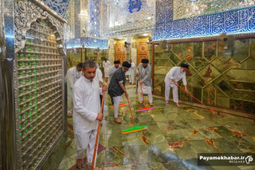 آماده سازی حرم مطهر حضرت امیرالمومنین (ع) در آستانه عید بزرگ غدیرخم