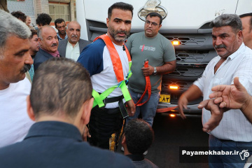 مراسم کشیدن ۳ تریلی توسط جاسم سپهری خلاری در شیراز