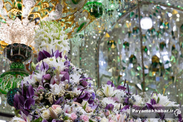 گل‌آرایی ضریح مطهر رضوی در ایام ولادت امام رضا (ع)