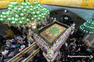 گل‌آرایی ضریح مطهر رضوی در ایام ولادت امام رضا (ع)