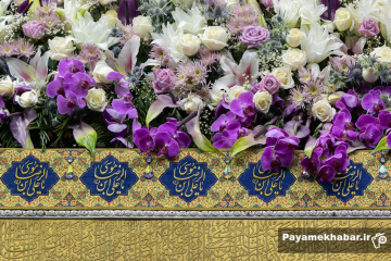 گل‌آرایی ضریح مطهر رضوی در ایام ولادت امام رضا (ع)