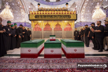 تشییع پیکر رهبر شهید و خانواده ایشان در کربلای معلی - حرم مطهر حضرت عباس (ع)