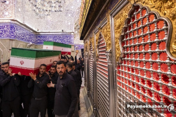 تشییع پیکر رهبر شهید و خانواده ایشان در کربلای معلی - حرم مطهر حضرت عباس (ع)