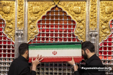 تشییع پیکر رهبر شهید و خانواده ایشان در کربلای معلی - حرم مطهر حضرت عباس (ع)