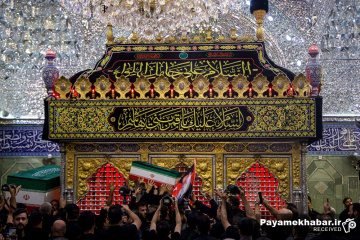 تشییع پیکر رهبر شهید و خانواده ایشان در کربلای معلی - حرم مطهر حضرت عباس (ع)