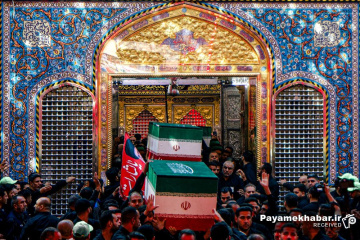 تشییع پیکر رهبر شهید و خانواده ایشان در کربلای معلی - حرم مطهر حضرت عباس (ع)