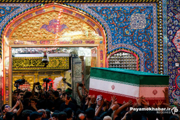 تشییع پیکر رهبر شهید و خانواده ایشان در کربلای معلی - حرم مطهر حضرت عباس (ع)